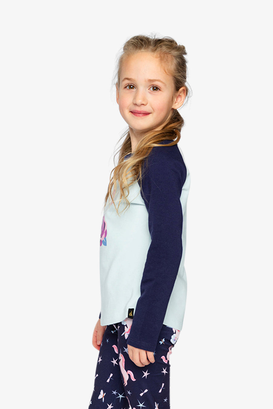 Raglan Organic Cotton T-Shirt Dark And Pale Blue - J20Z70_04970