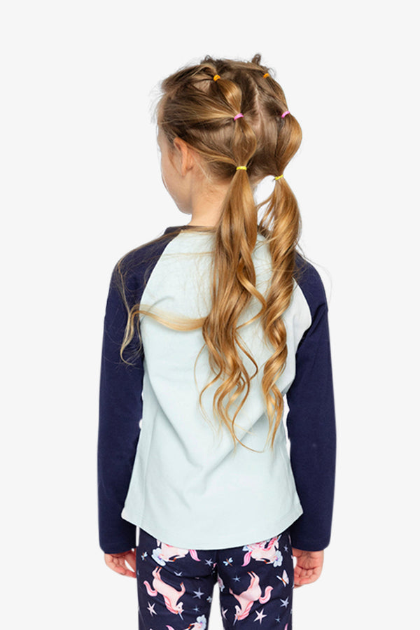 Raglan Organic Cotton T-Shirt Dark And Pale Blue - J20Z70_04970