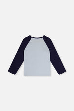 Raglan Organic Cotton T-Shirt Dark And Pale Blue - J20Z70_04970
