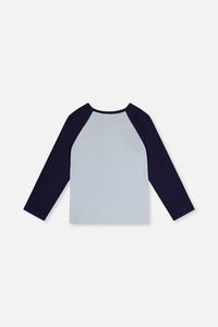 Raglan Organic Cotton T-Shirt Dark And Pale Blue - J20Z70_04970