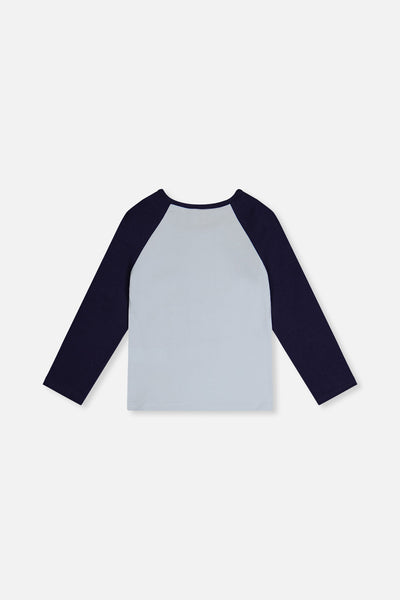 Raglan Organic Cotton T-Shirt Dark And Pale Blue - J20Z70_04970