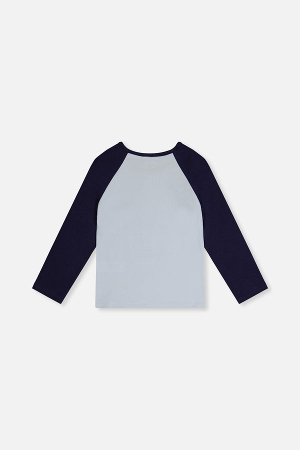 Raglan Organic Cotton T-Shirt Dark And Pale Blue - J20Z70_04970