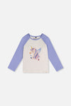 Raglan Organic Cotton T-Shirt Violet And Off-White - J20Z70_05011