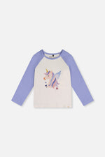Raglan Organic Cotton T-Shirt Violet And Off-White - J20Z70_05011