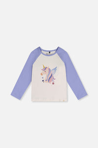 Raglan Organic Cotton T-Shirt Violet And Off-White - J20Z70_05011