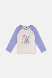 Raglan Organic Cotton T-Shirt Violet And Off-White - J20Z70_05011