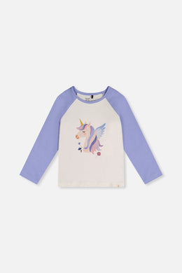 Raglan Organic Cotton T-Shirt Violet And Off-White - J20Z70_05011