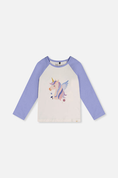Raglan Organic Cotton T-Shirt Violet And Off-White - J20Z70_05011
