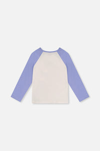 Raglan Organic Cotton T-Shirt Violet And Off-White - J20Z70_05011