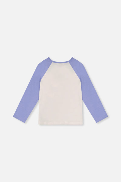 Raglan Organic Cotton T-Shirt Violet And Off-White - J20Z70_05011