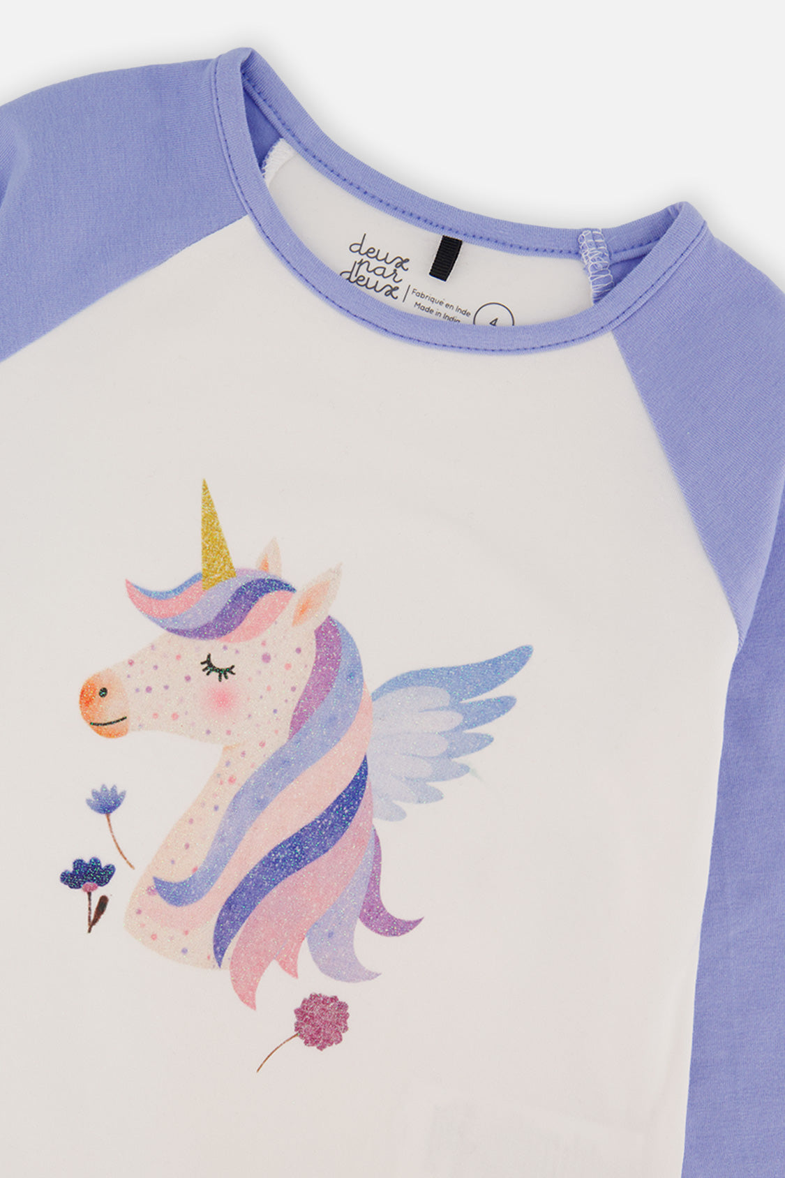 Raglan Organic Cotton T-Shirt Violet And Off-White - J20Z70_05011