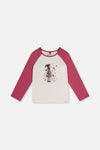 Raglan Organic Cotton T-Shirt Pinkish Violet And White - J20Z70_05700