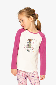 Raglan Organic Cotton T-Shirt Pinkish Violet And White - J20Z70_05700