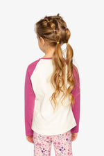 Raglan Organic Cotton T-Shirt Pinkish Violet And White - J20Z70_05700