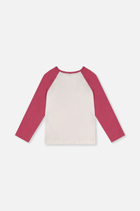 Raglan Organic Cotton T-Shirt Pinkish Violet And White - J20Z70_05700