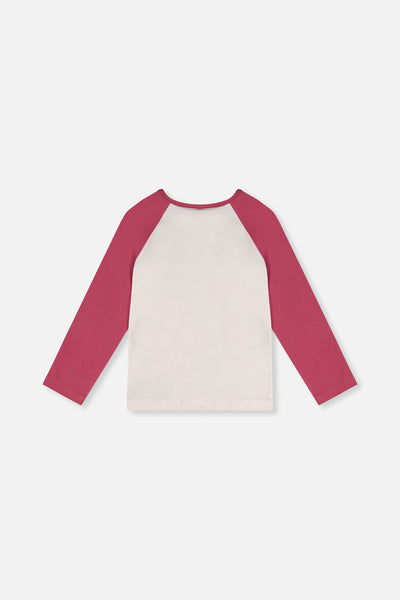 Raglan Organic Cotton T-Shirt Pinkish Violet And White - J20Z70_05700