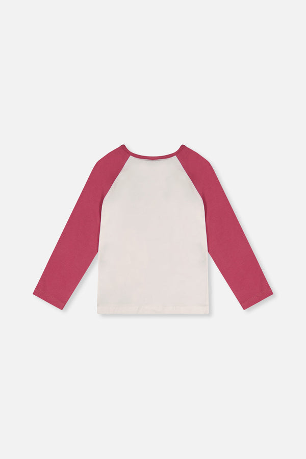 Raglan Organic Cotton T-Shirt Pinkish Violet And White - J20Z70_05700
