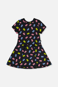 Short Sleeve Dress Black Printed Gummy Bears - J20Z85_2J033