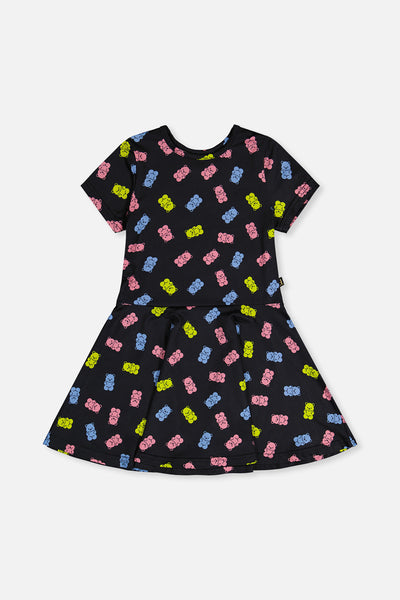 Short Sleeve Dress Black Printed Gummy Bears - J20Z85_2J033