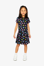 Short Sleeve Dress Black Printed Gummy Bears - J20Z85_2J033