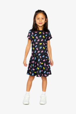 Short Sleeve Dress Black Printed Gummy Bears - J20Z85_2J033