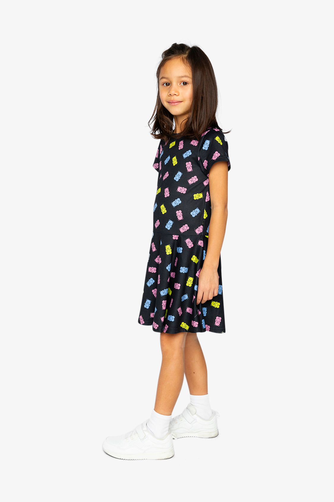 Short Sleeve Dress Black Printed Gummy Bears - J20Z85_2J033