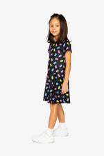Short Sleeve Dress Black Printed Gummy Bears - J20Z85_2J033