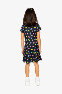 Short Sleeve Dress Black Printed Gummy Bears - J20Z85_2J033