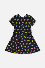 Short Sleeve Dress Black Printed Gummy Bears - J20Z85_2J033