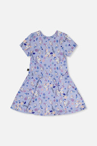 Short Sleeve Dress Purple Unicorn Print - J20Z85_2J289
