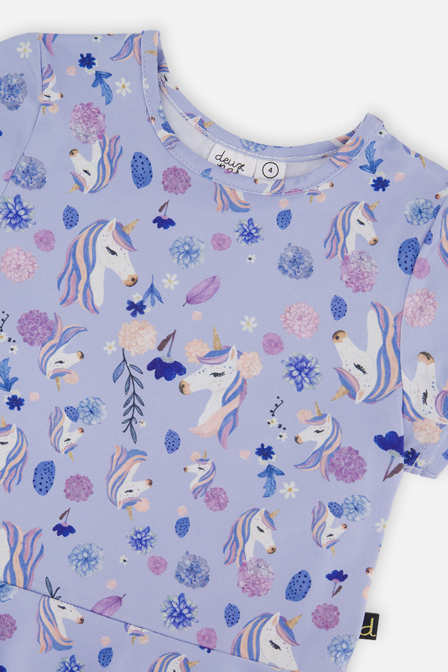 Short Sleeve Dress Purple Unicorn Print - J20Z85_2J289