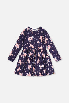 Long Sleeve Dress Navy Unicorn Print - J20Z86_2J083