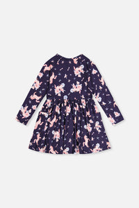 Long Sleeve Dress Navy Unicorn Print - J20Z86_2J083