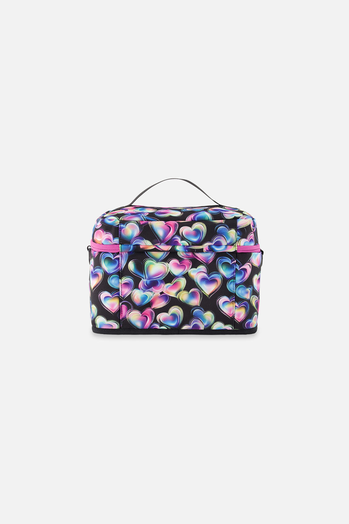 Lunch Box Black Printed With Hearts - J20ZBL_2J028
