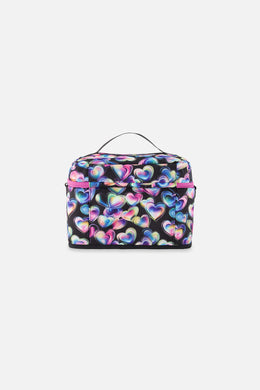 Lunch Box Black Printed With Hearts - J20ZBL_2J028