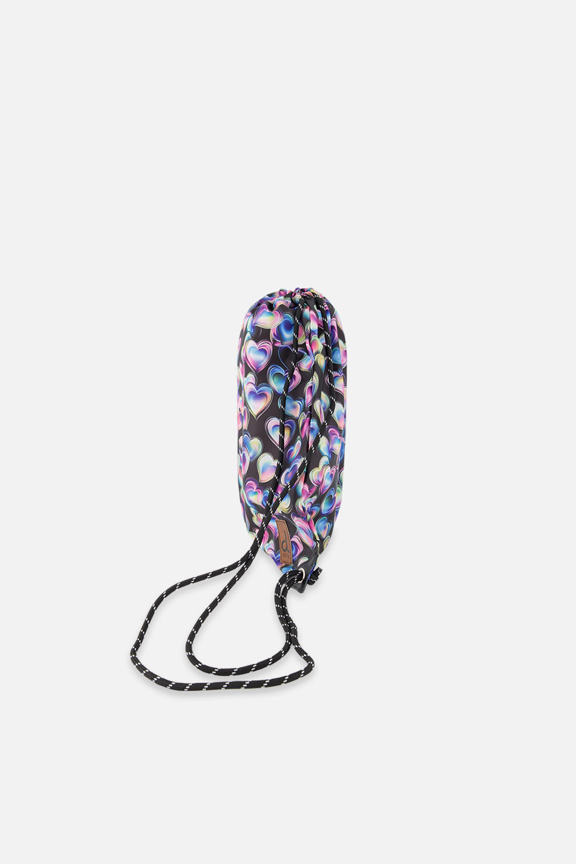 Drawstring Bag Black Printed With Hearts - J20ZSC_2J028