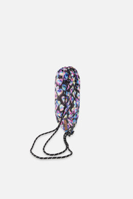 Drawstring Bag Black Printed With Hearts - J20ZSC_2J028