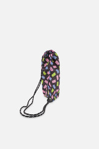 Drawstring Bag Black Printed Gummy Bears - J20ZSC_2J033