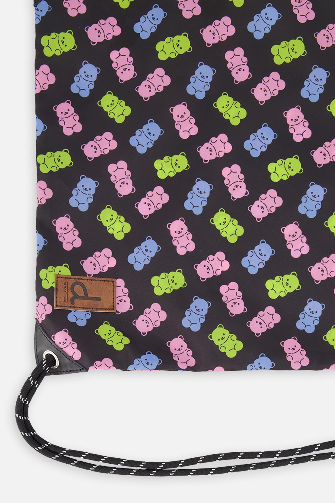 Drawstring Bag Black Printed Gummy Bears - J20ZSC_2J033