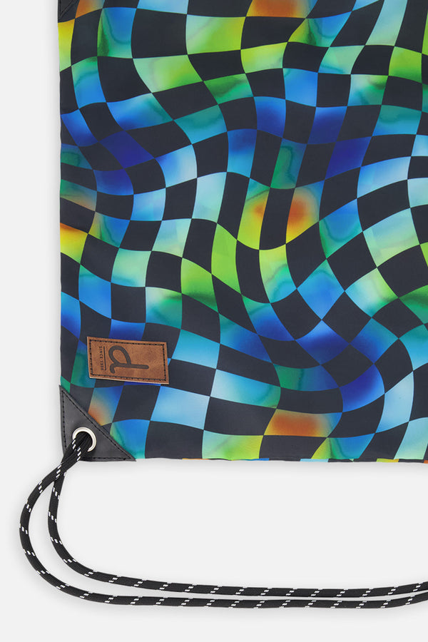 Drawstring Bag Blue Checkered Print - J20ZSC_2J054