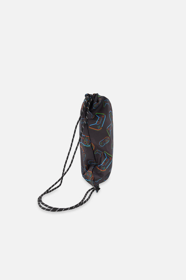 Drawstring Bag Black Printed Controller - J20ZSC_2J090