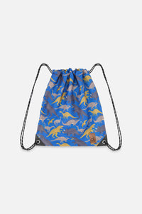 Drawstring Bag Blue Dinosaur Print - J20ZSC_2J091