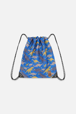 Drawstring Bag Blue Dinosaur Print - J20ZSC_2J091