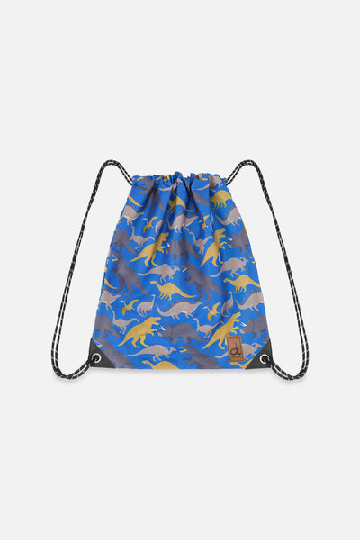 Drawstring Bag Blue Dinosaur Print - J20ZSC_2J091