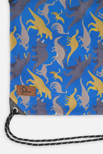 Drawstring Bag Blue Dinosaur Print - J20ZSC_2J091