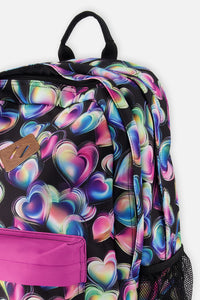 Kids Backpack Black Printed With Hearts - J20ZSD_2J028