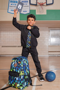 Kids Backpack Blue Checkered Print - J20ZSD_2J054