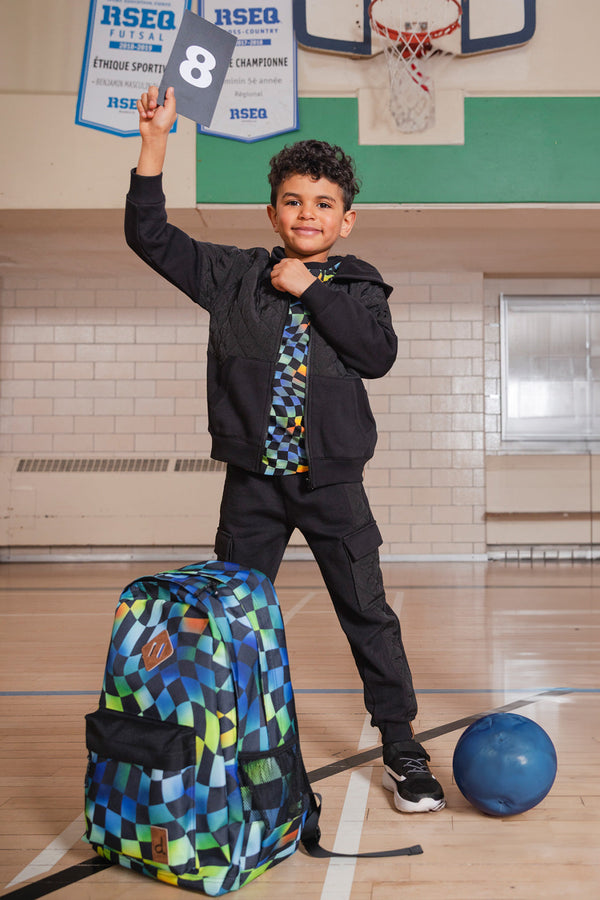 Kids Backpack Blue Checkered Print - J20ZSD_2J054