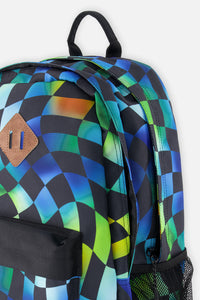 Kids Backpack Blue Checkered Print - J20ZSD_2J054