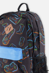 Kids Backpack Black Printed Controller - J20ZSD_2J090